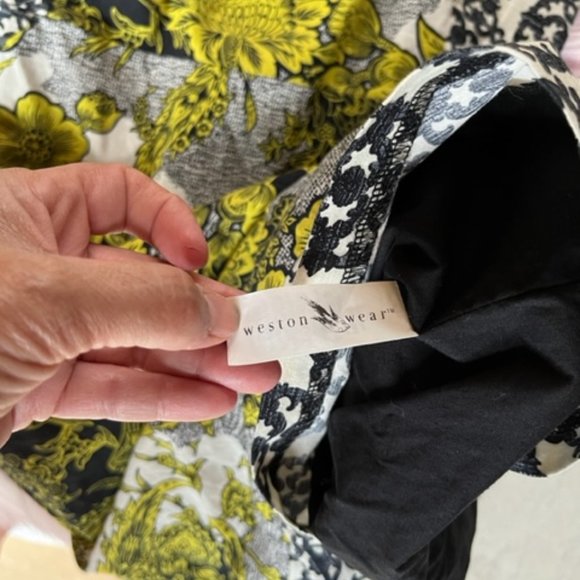 ANTHROPOLOGIE Weston Wear Aures Floral Sleeveless Shift Dress Yellow Black sz 4 - Picture 5 of 6